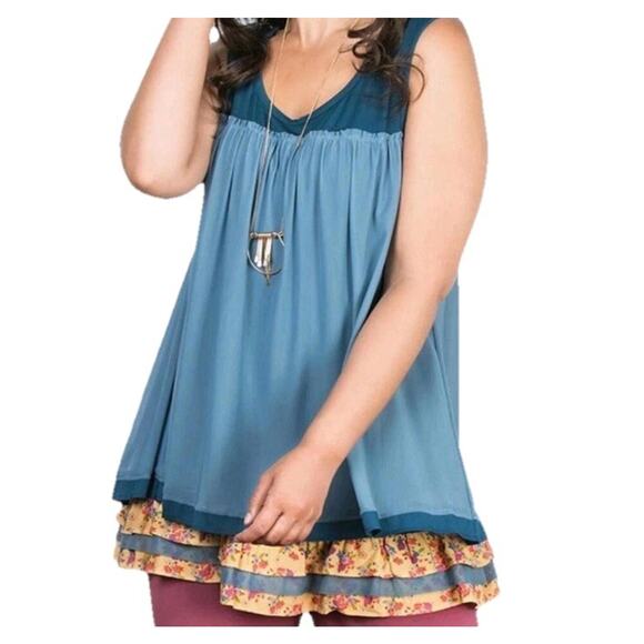 Matilda Jane Mesh Layered Farmhouse Cottage Tunic Blouse Women’s Size XXL - Picture 1 of 12